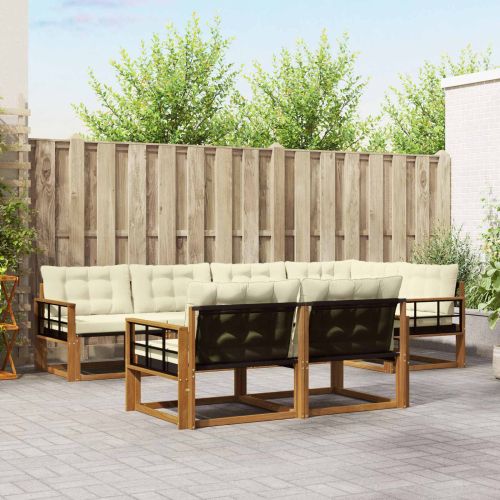 Комплект дивани за открито 7 pcs Натурален и Крема