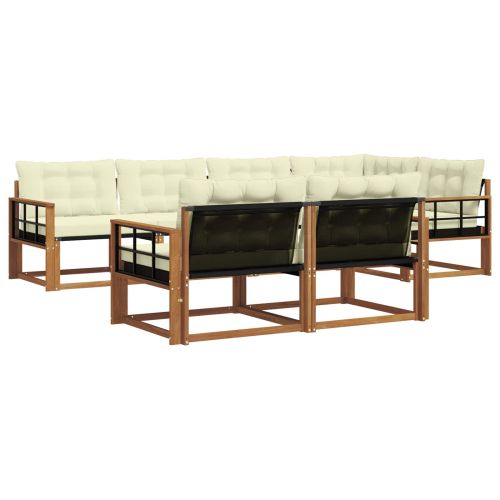 Комплект дивани за открито 7 pcs Натурален и Крема