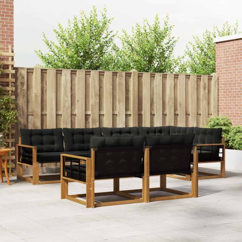 Комплект дивани за открито 7 pcs Естествено и черно