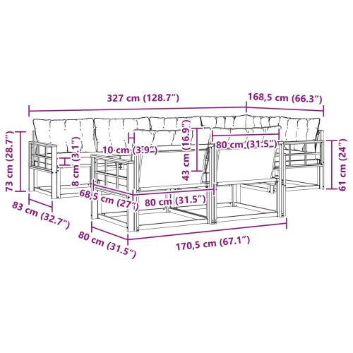 Комплект дивани за открито 7 pcs Естествено и черно