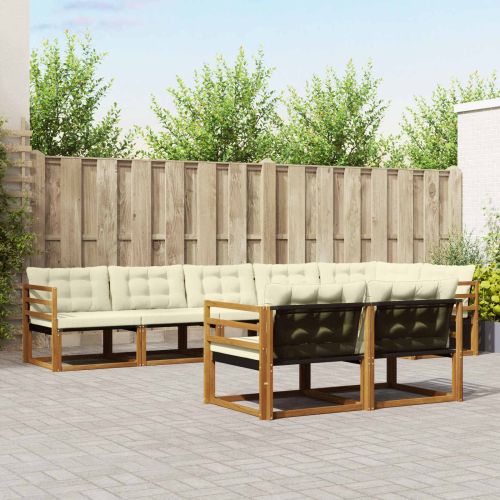 Комплект дивани за открито 8 pcs Натурален и Крема