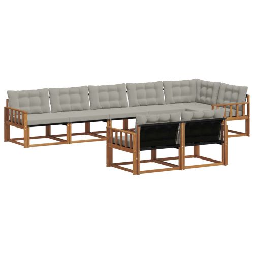 Комплект дивани за открито 8 pcs Естествено и светло сиво