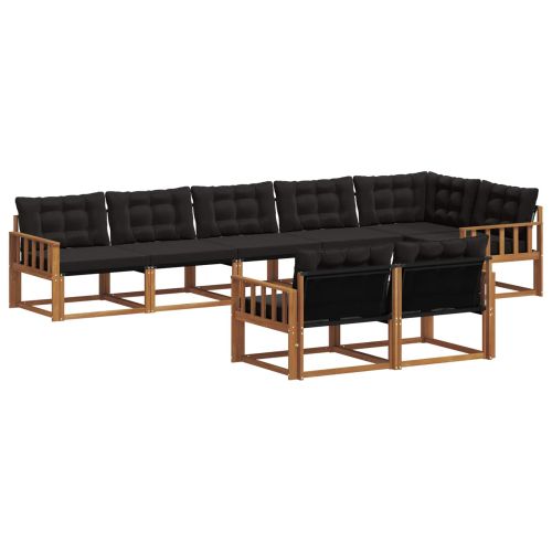 Комплект дивани за открито 8 pcs Естествено и черно