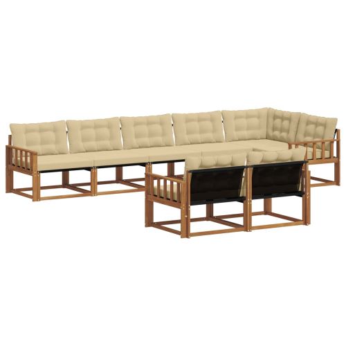 Комплект дивани за открито 8 pcs Натурален и Бежов