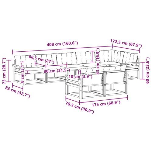 Комплект дивани за открито 8 pcs Натурален и Бежов