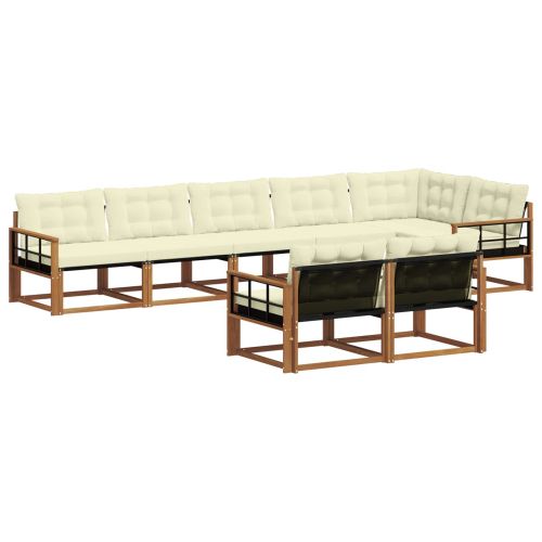 Комплект дивани за открито 8 pcs Натурален и Крема