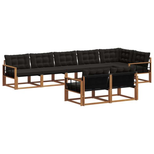 Комплект дивани за открито 8 pcs Естествено и черно