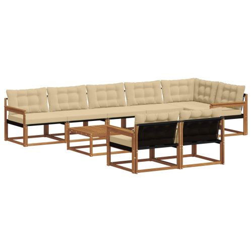 Комплект дивани за открито 9 pcs Натурален и Бежов