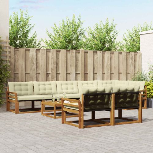 Комплект дивани за открито 9 pcs Натурален и Крема