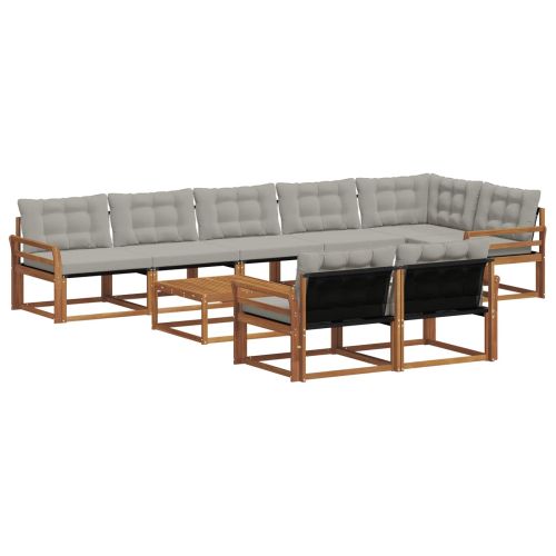 Комплект дивани за открито 9 pcs Естествено и светло сиво