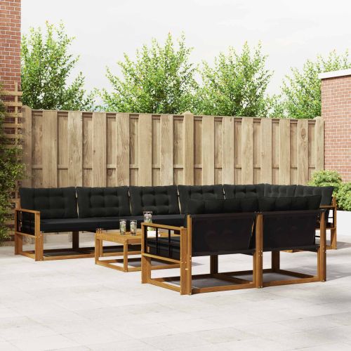 Комплект дивани за открито 9 pcs Естествено и черно