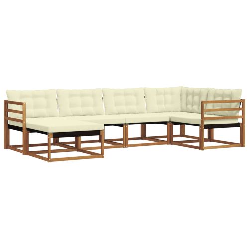 Комплект дивани за открито 18 pcs Натурален и Крема