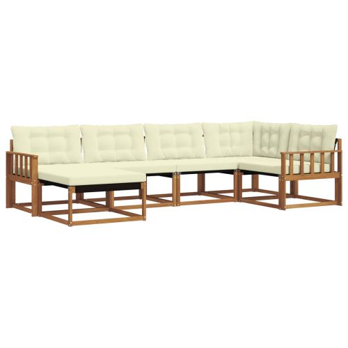 Комплект дивани за открито 18 pcs Натурален и Крема