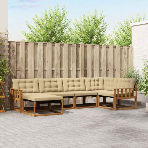 Комплект дивани за открито 18 pcs Натурален и Бежов