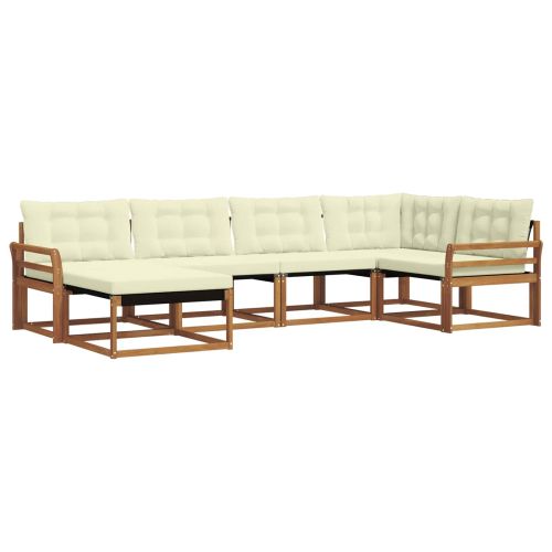 Комплект дивани за открито 18 pcs Натурален и Крема
