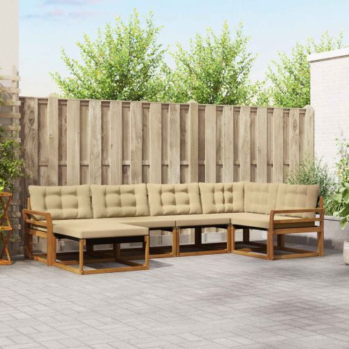 Комплект дивани за открито 18 pcs Натурален и Бежов