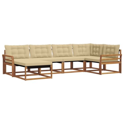 Комплект дивани за открито 18 pcs Натурален и Бежов
