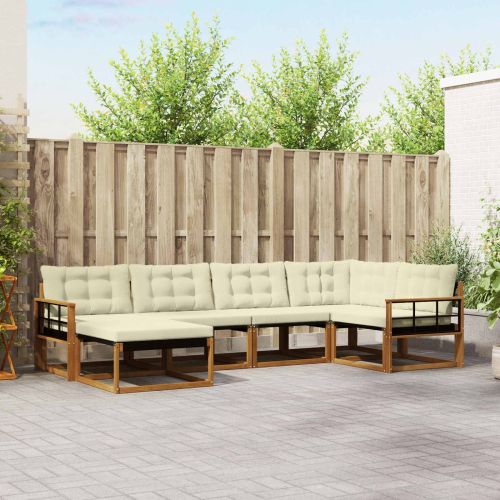 Комплект дивани за открито 18 pcs Натурален и Крема