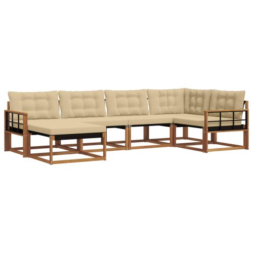 Комплект дивани за открито 18 pcs Натурален и Бежов