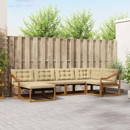 Комплект дивани за открито 18 pcs Натурален и Бежов