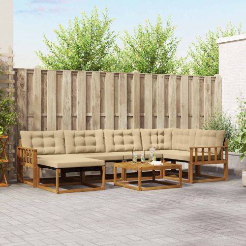 Комплект дивани за открито 19 pcs Натурален и Бежов