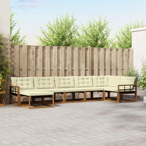 Комплект дивани за открито 21 pcs Натурален и Крема