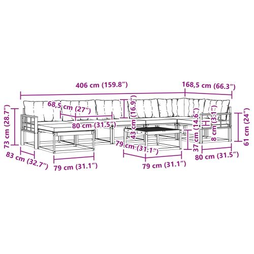 Комплект дивани за открито 22 pcs Естествено и черно