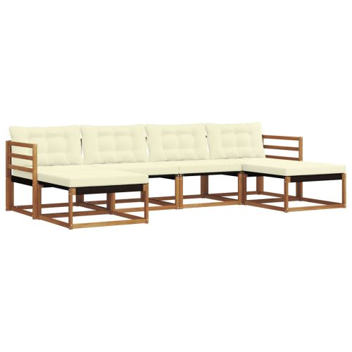 Комплект дивани за открито 6 pcs Натурален и Крема