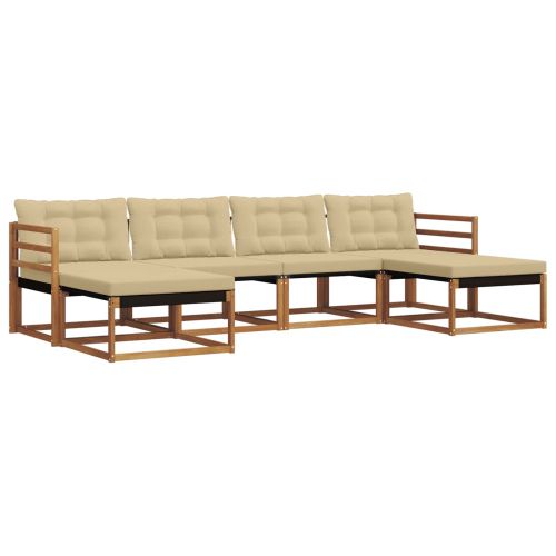 Комплект дивани за открито 6 pcs Натурален и Бежов