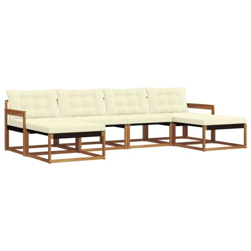 Комплект дивани за открито 6 pcs Натурален и Крема