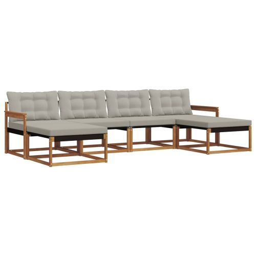 Комплект дивани за открито 6 pcs Естествено и светло сиво