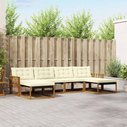 Комплект дивани за открито 6 pcs Натурален и Крема
