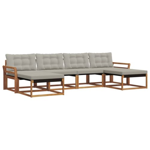 Комплект дивани за открито 6 pcs Естествено и светло сиво