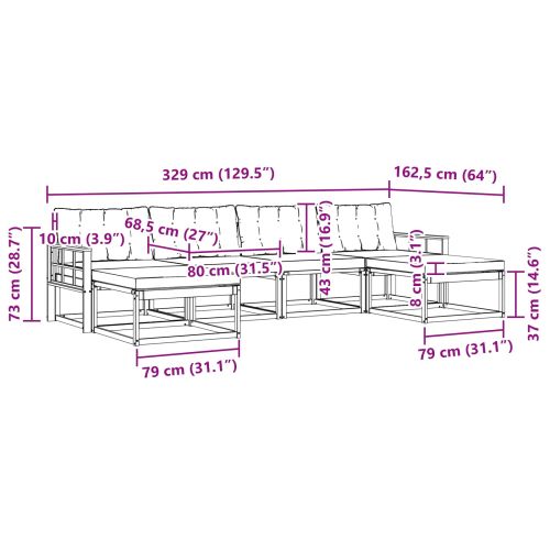 Комплект дивани за открито 6 pcs Естествено и светло сиво