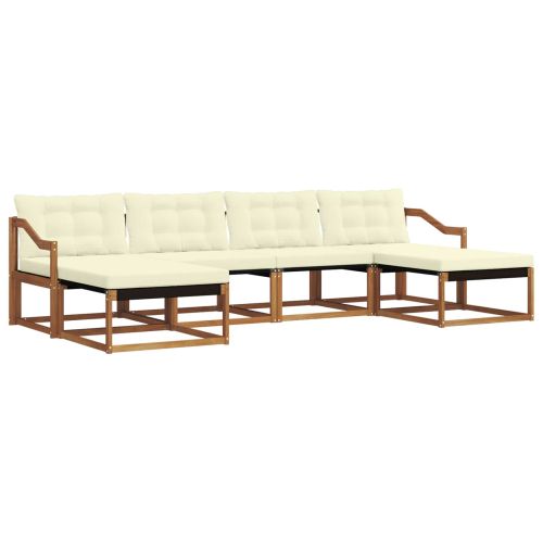 Комплект дивани за открито 6 pcs Натурален и Крема