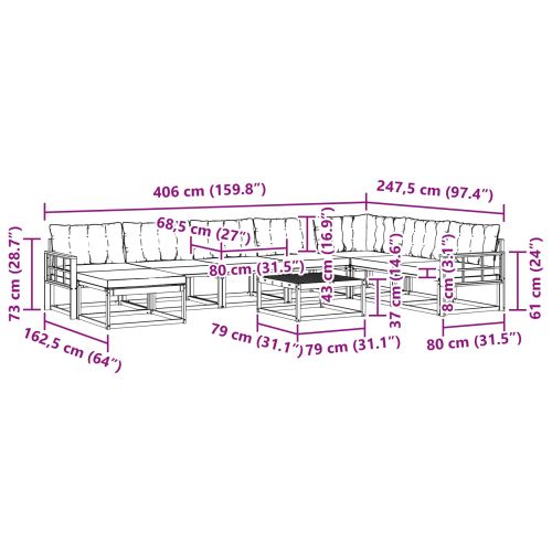 Комплект дивани за открито 25 pcs Натурален и Крема