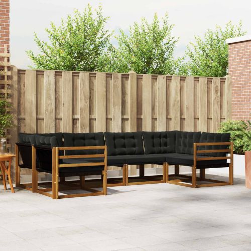 Комплект дивани за открито 6 pcs Естествено и черно