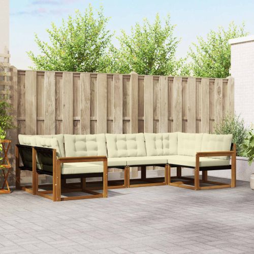 Комплект дивани за открито 6 pcs Натурален и Крема