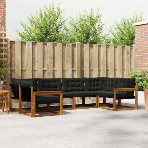 Комплект дивани за открито 6 pcs Естествено и черно