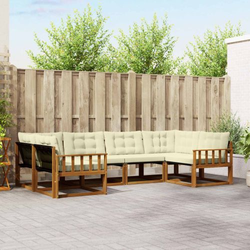 Комплект дивани за открито 6 pcs Натурален и Крема