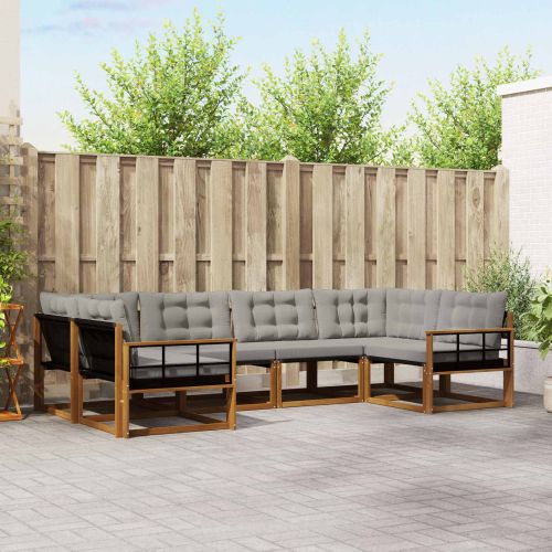 Комплект дивани за открито 6 pcs Естествено и светло сиво