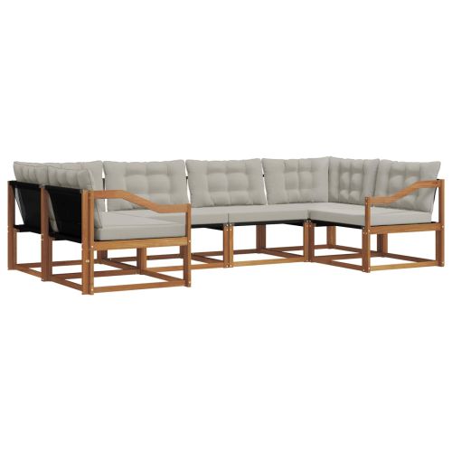 Комплект дивани за открито 6 pcs Естествено и светло сиво