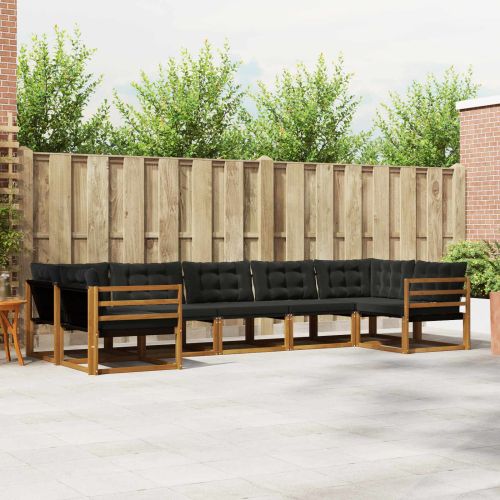 Комплект дивани за открито 7 pcs Естествено и черно