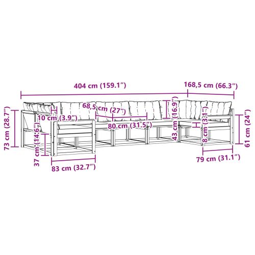Комплект дивани за открито 7 pcs Натурален и Бежов