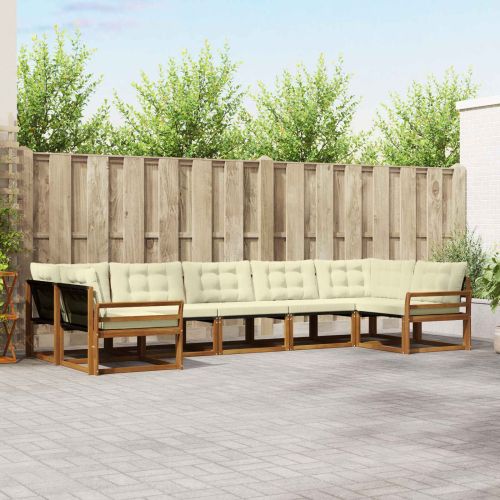 Комплект дивани за открито 7 pcs Натурален и Крема
