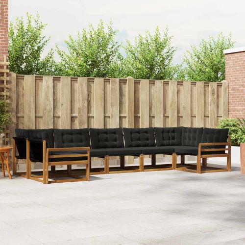 Комплект дивани за открито 7 pcs Естествено и черно