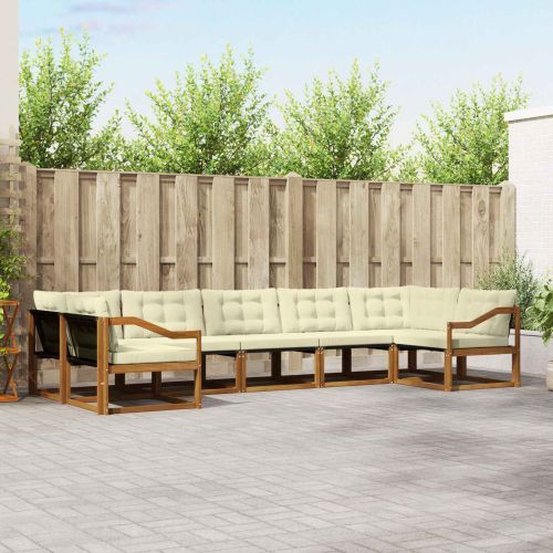 Комплект дивани за открито 7 pcs Натурален и Крема