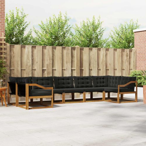 Комплект дивани за открито 7 pcs Естествено и черно