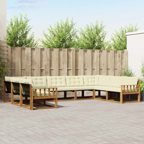 Комплект дивани за открито 9 pcs Натурален и Крема