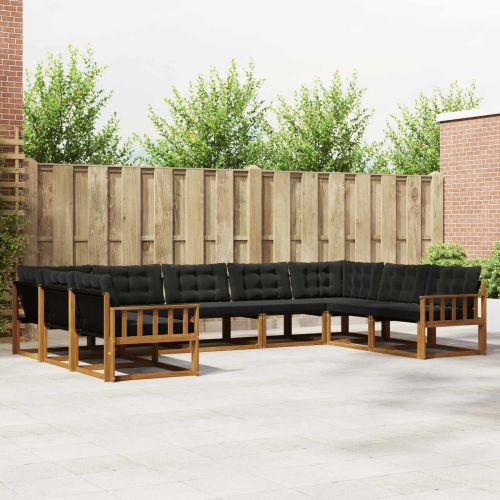 Комплект дивани за открито 9 pcs Естествено и черно